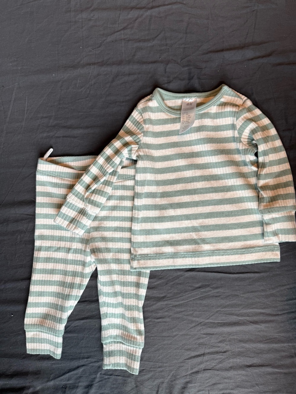 H&M Mint and White Striped Kids Pajama Set